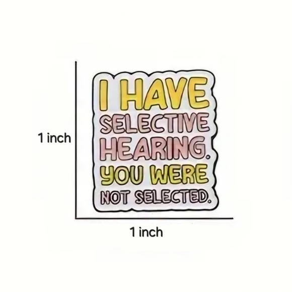 'Selective Hearing' Enamel Pin, NWOT - Picture 3 of 3